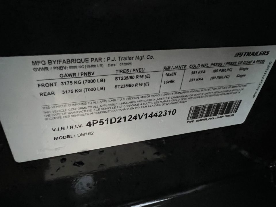 New 2027 PJ Trailers 16' DM High Side Dump Trailer