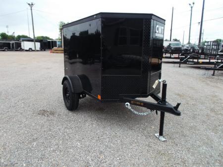 New 2027 Covered Wagon Trailers 4x6 Single Axle Cargo Trailer / Enclosed Trailer / LEDs / .030 Black Semi-Screwless Exterior / Bed Lined Frame and Tongue / Black Out Package