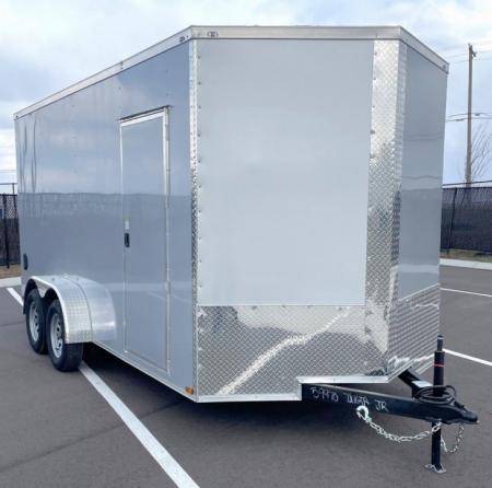 New 7X16 V-Nose Tandem Axle Cargo / Enclosed Trailer 7' Height, .080, Ramp Door, 7,000 GVWR