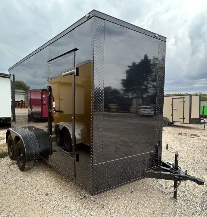 New 2026 Family Trailer 7x14 Tandem Axles Cargo / Enclosed Trailer- Screwless Exterior- Blackout Pkg- Rear Spoiler
