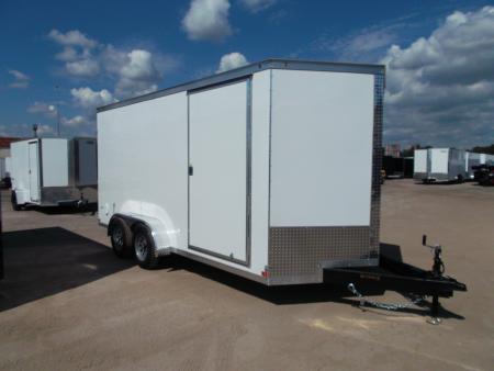 New 2027 Covered Wagon Trailers 7x16 Cargo Trailer / Enclosed Trailer / 7ft Interior / Double Barn Doors / 48  RV Side Door / LED's / .080 White Poly Core