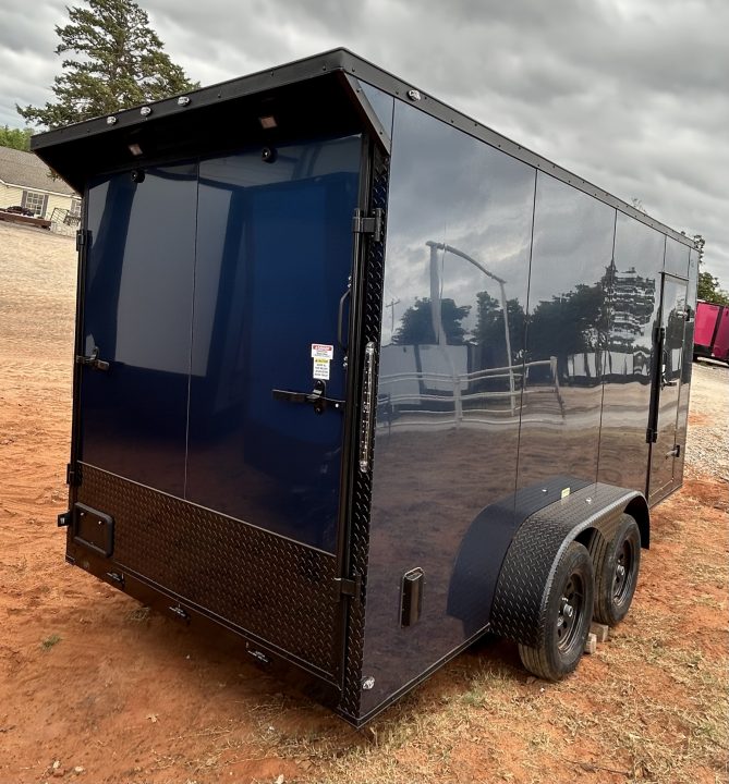 New 2026 Family Trailer 7x16 Tandem Axles Cargo / Enclosed Trailer- Screwless Exterior- Blackout Pkg- Rear Spoiler