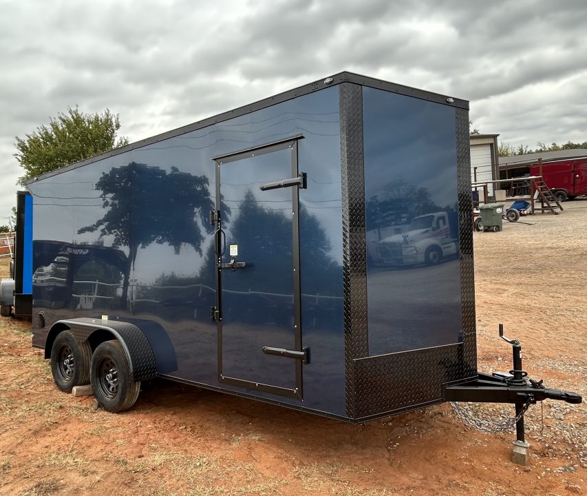 New 2026 Family Trailer 7x16 Tandem Axles Cargo / Enclosed Trailer- Screwless Exterior- Blackout Pkg- Rear Spoiler