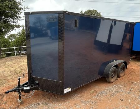 New 2026 Family Trailer 7x16 Tandem Axles Cargo / Enclosed Trailer- Screwless Exterior- Blackout Pkg- Rear Spoiler