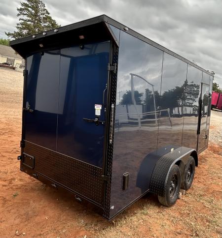New 2026 Family Trailer 7x16 Tandem Axles Cargo / Enclosed Trailer- Screwless Exterior- Blackout Pkg- Rear Spoiler