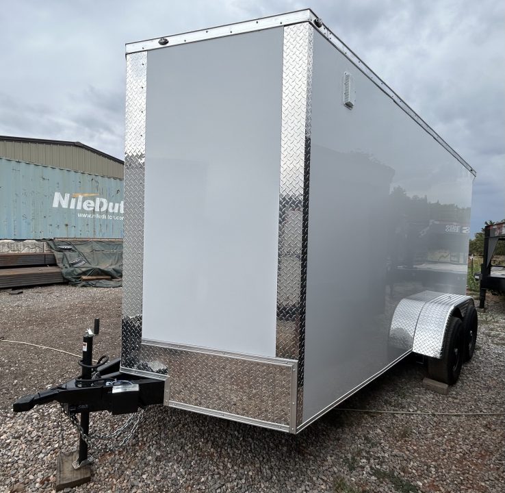 New 2026 Family Trailer 7x16 Tandem Axles Cargo / Enclosed Trailer- Screwless Exterior-Chrome Trim- Rear Spoiler - 5200lb Axles w/ 6" Frame