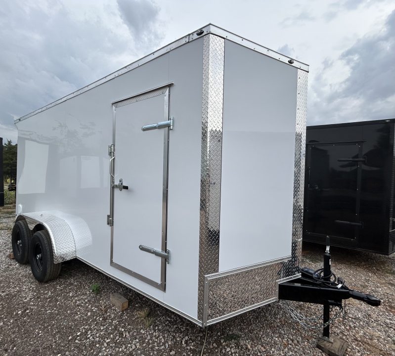 New 2026 Family Trailer 7x16 Tandem Axles Cargo / Enclosed Trailer- Screwless Exterior-Chrome Trim- Rear Spoiler - 5200lb Axles w/ 6" Frame