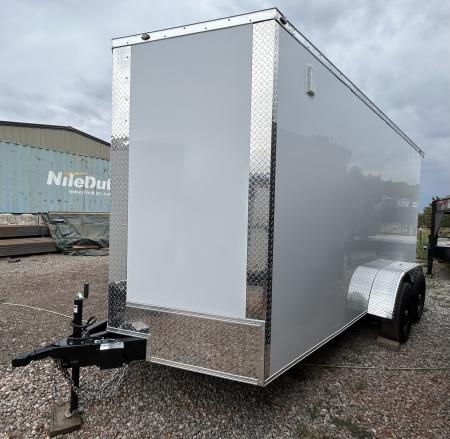 New 2026 Family Trailer 7x16 Tandem Axles Cargo / Enclosed Trailer- Screwless Exterior-Chrome Trim- Rear Spoiler - 5200lb Axles w/ 6" Frame