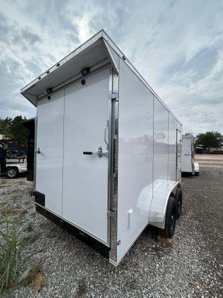 New 2026 Family Trailer 7x16 Tandem Axles Cargo / Enclosed Trailer- Screwless Exterior-Chrome Trim- Rear Spoiler - 5200lb Axles w/ 6" Frame
