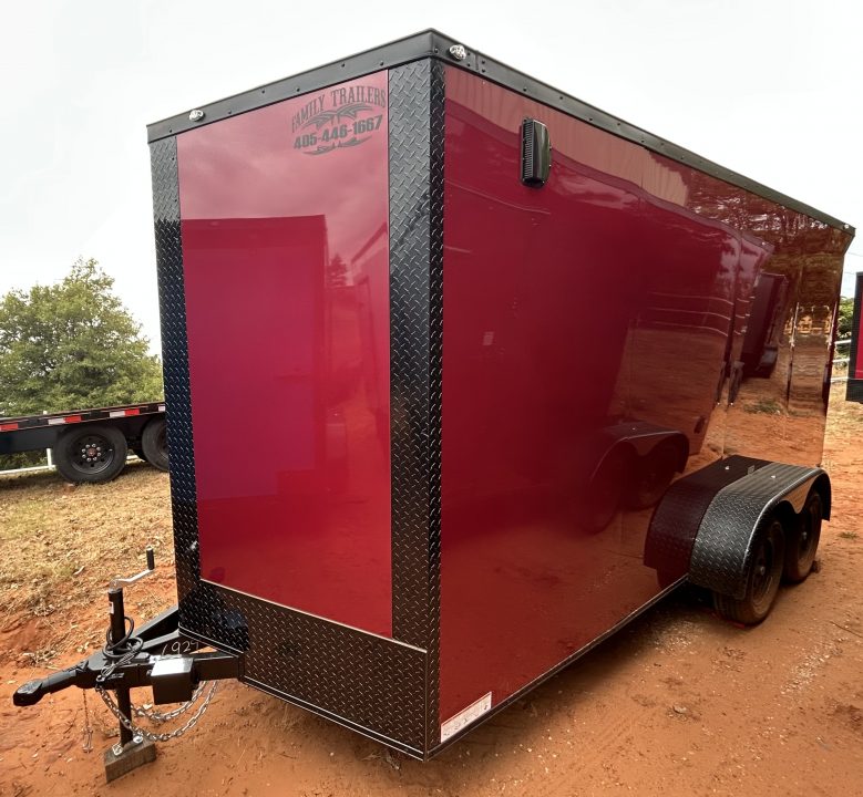 New 2026 Family Trailer 7x16 Tandem Axles Cargo / Enclosed Trailer - Screwless Exterior- Blackout Pkg- Rear Spoiler