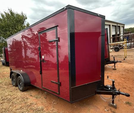 New 2026 Family Trailer 7x16 Tandem Axles Cargo / Enclosed Trailer - Screwless Exterior- Blackout Pkg- Rear Spoiler