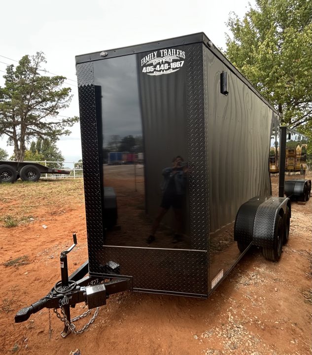 New 2026 Family Trailer 6x12 Tandem Axles Cargo / Enclosed Trailer- Screwless Exterior- Blackout Pkg- Rear Spoiler