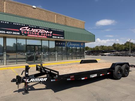 Used #095880 USED 2021 LAMAR H6 22 X 83 TANDEM AXLE 14K EQUIPMENT HAULER W/ SLIDE IN RAMPS