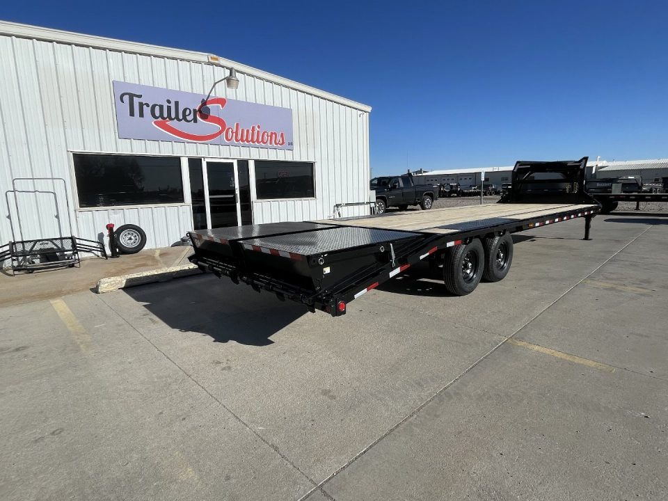 New 2027 PJ Trailers 30' X 102" Flatdeck 5' Dovetail With Monster Ramps Flatbed Trailer