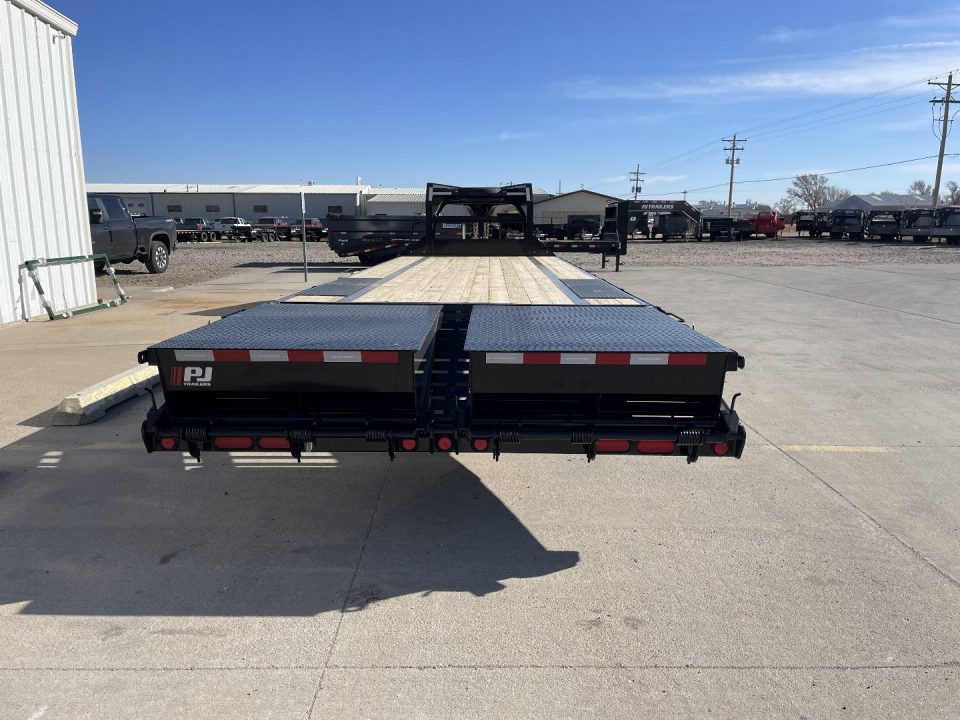 New 2027 PJ Trailers 30' X 102" Flatdeck 5' Dovetail With Monster Ramps Flatbed Trailer