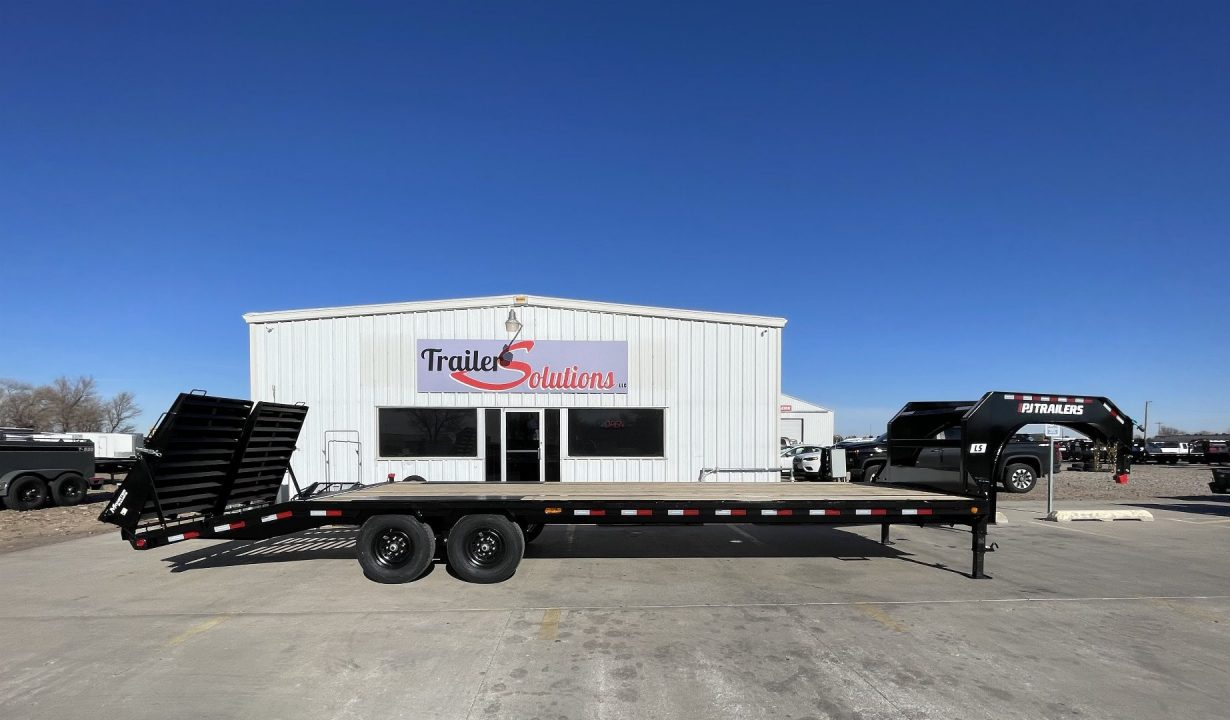 New 2027 PJ Trailers 30' X 102" Flatdeck 5' Dovetail With Monster Ramps Flatbed Trailer
