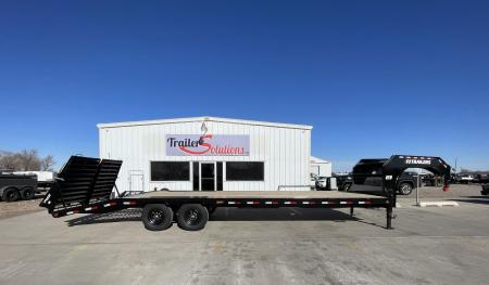New 2027 PJ Trailers 30' X 102" Flatdeck 5' Dovetail With Monster Ramps Flatbed Trailer