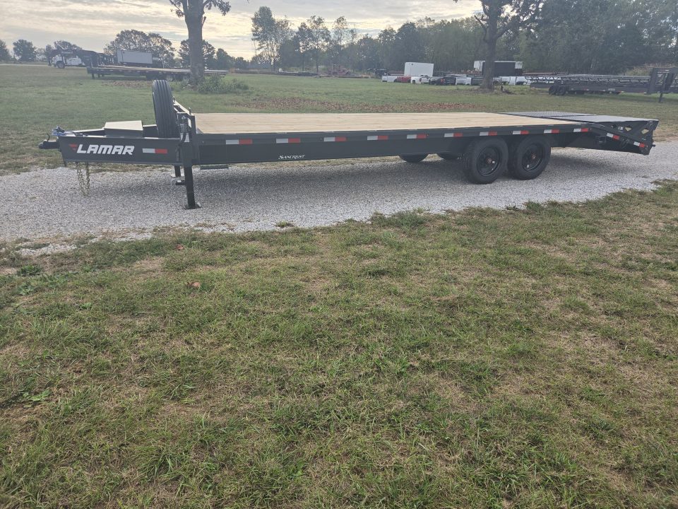 New 2027 Lamar 102X25 TANDEM DECKOVER W/8K AXLES MAX RAMPS & TOOLBOX