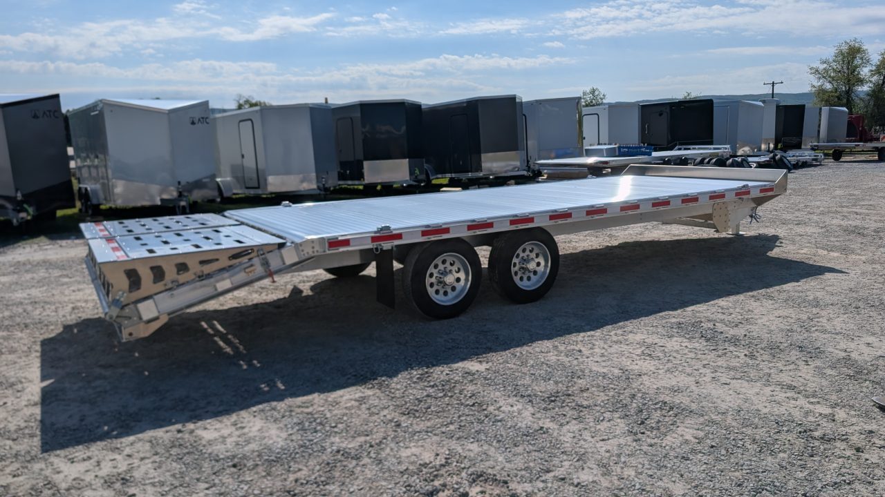 New 2027 EBY 24'6" TRADESMAN Aluminum HD DECKOVER Trailer w/ 50/50 Fold Flat or Stand Up Wedge Ramp w/ 8K AXLES