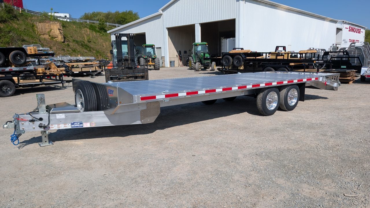 New 2027 EBY 24'6" TRADESMAN Aluminum HD DECKOVER Trailer w/ 50/50 Fold Flat or Stand Up Wedge Ramp w/ 8K AXLES
