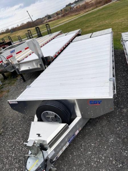 New 2027 EBY 24'6" TRADESMAN Aluminum HD DECKOVER Trailer w/ 50/50 Fold Flat or Stand Up Wedge Ramp w/ 8K AXLES