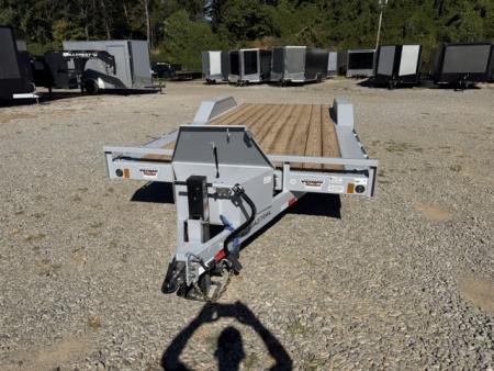 New Load Trail Car Hauler 102 x 20 14K bomber grey W/ Slide in Ramps, Front Tool Box, and Rub Rail