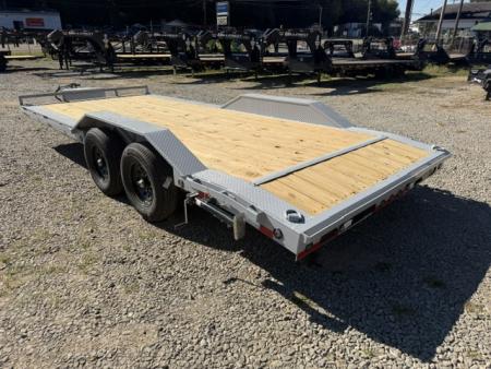 New Load Trail Car Hauler 102 x 20 14K bomber grey W/ Slide in Ramps, Front Tool Box, and Rub Rail