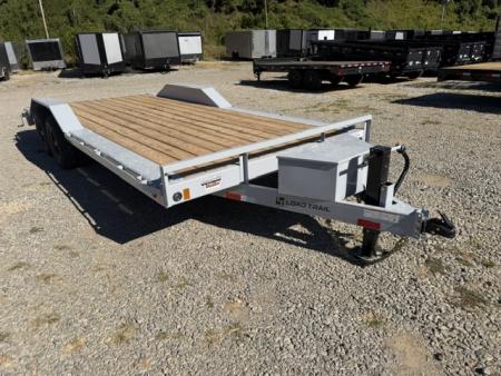 New Load Trail Car Hauler 102 x 20 14K bomber grey W/ Slide in Ramps, Front Tool Box, and Rub Rail