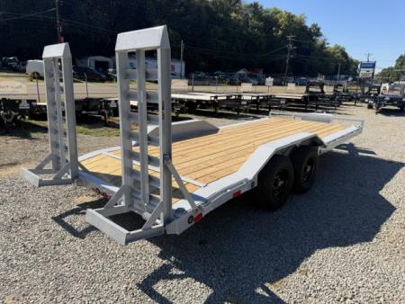 New Load Trail equipment 102 x 20 14K bomber grey W/ Stand Up Ramps, Front Tool Box, and Rub Rail
