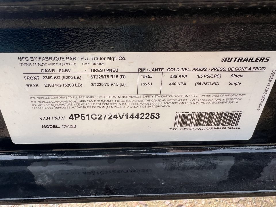 New 2027 PJ Trailers 22' CE Equipment Trailer