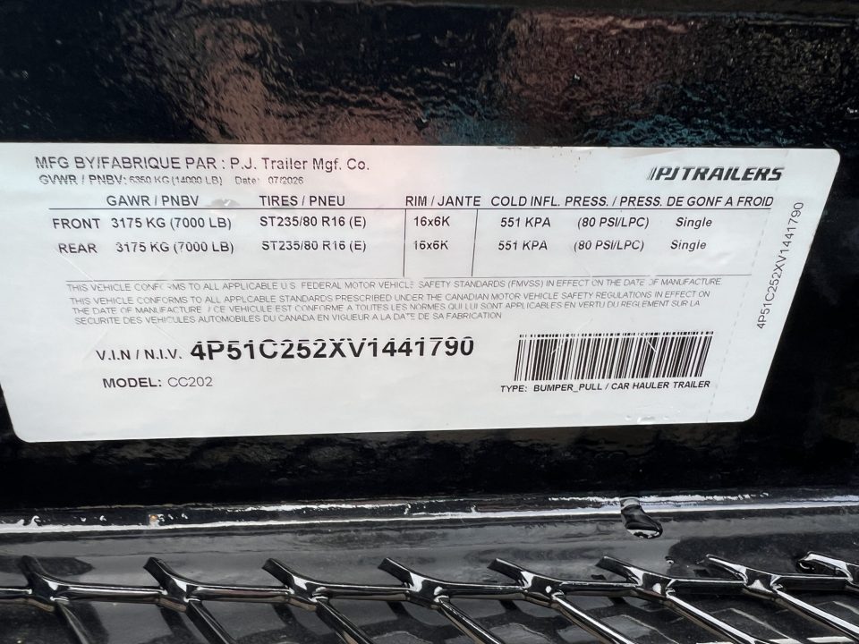 New 2027 PJ Trailers 20' CC Equipment Equipment Trailer