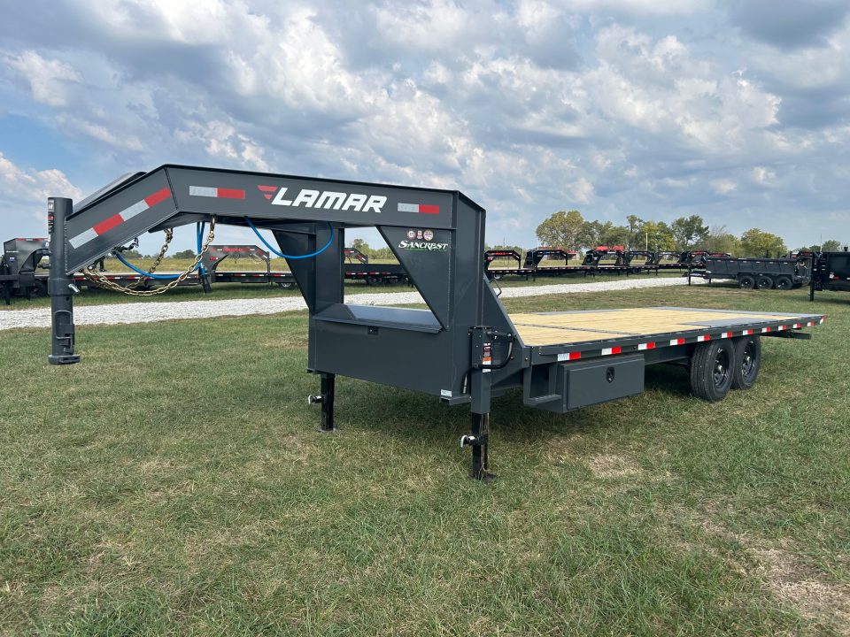 New 2027 Lamar 102x24 Tandem 14K GN Deckover Power Tilt w/ Tuff Wireless & 14 Ply Tires