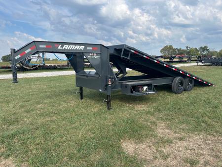 New 2027 Lamar 102x24 Tandem 14K GN Deckover Power Tilt w/ Tuff Wireless & 14 Ply Tires