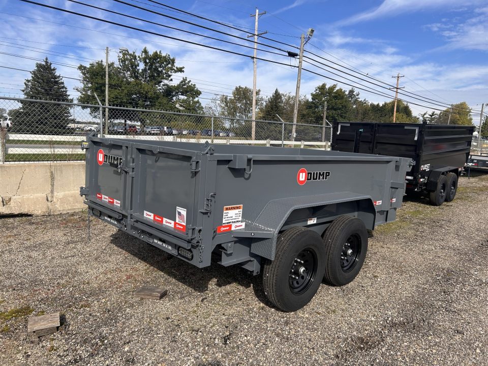 New 2027 U-Dump 6 X 12 FT DUMP TRAILER TELESCOPIC CYLINDER W/ SLIDE IN RAMPS TARP KIT 31 IN SIDES