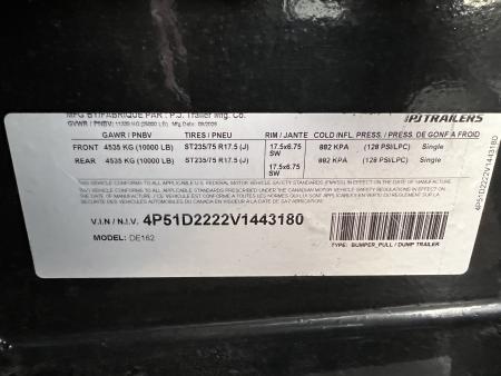 New 2027 PJ Trailers 16' DE Dump 10K's Dump Trailer