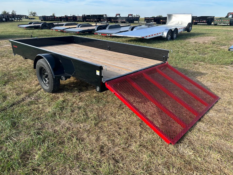Used 2015 Rice 76x12 Single Axle Utility w/ Solid Sides, Toolbox, & 4' Ramp Gate