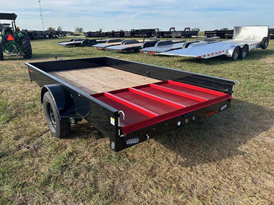 Used 2015 Rice 76x12 Single Axle Utility w/ Solid Sides, Toolbox, & 4' Ramp Gate