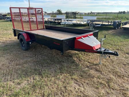 Used 2015 Rice 76x12 Single Axle Utility w/ Solid Sides, Toolbox, & 4' Ramp Gate