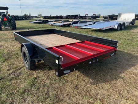 Used 2015 Rice 76x12 Single Axle Utility w/ Solid Sides, Toolbox, & 4' Ramp Gate
