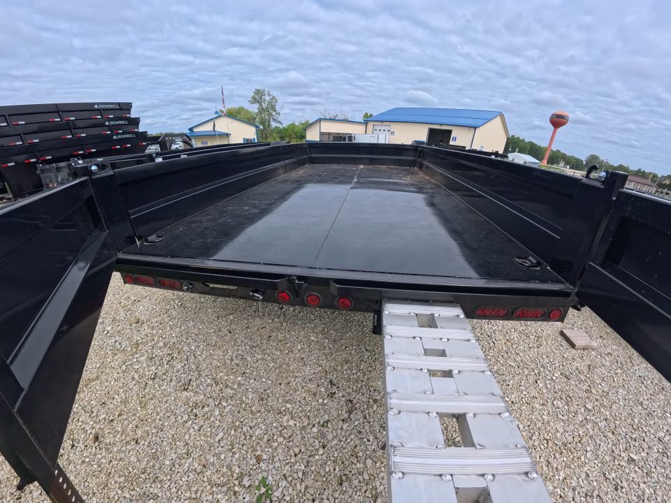 New 2027 Iron Bull 96 x 16 DDP Dump Trailer with 2)7,000 lb. Straight Axles. Elec. Brakes, 10" I-Beam Frame, Slide -In Ramp, Scissor Hoist TH-520