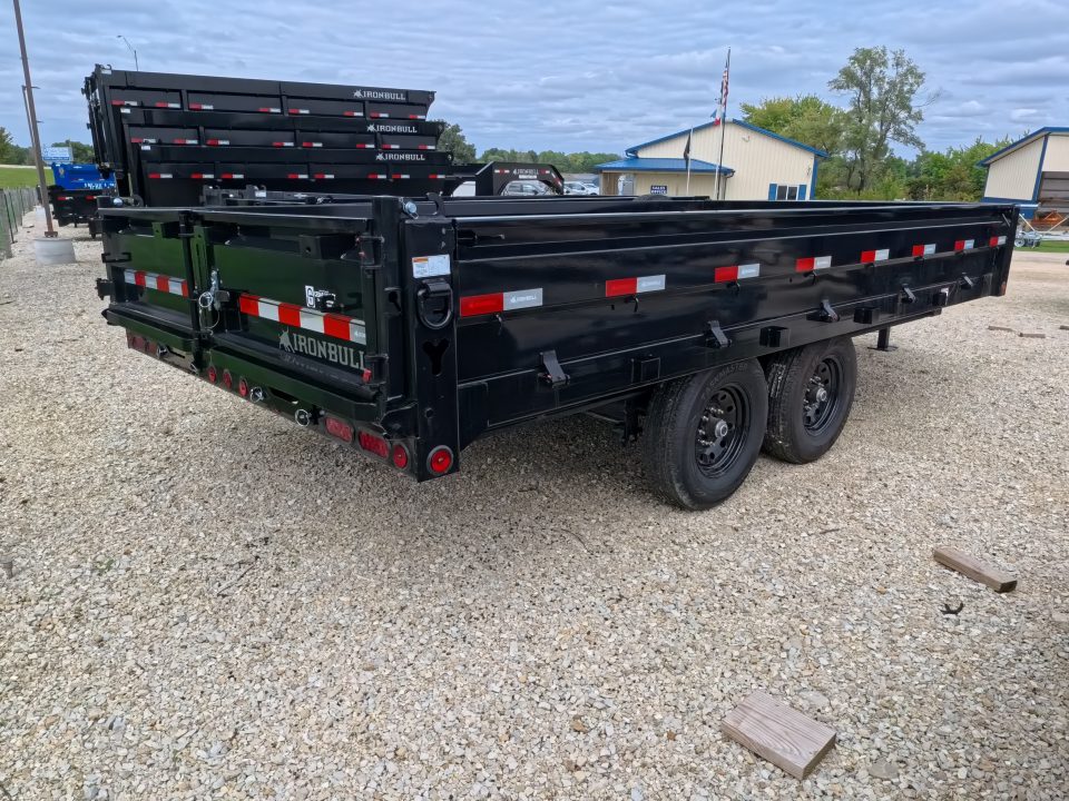 New 2027 Iron Bull 96 x 16 DDP Dump Trailer with 2)7,000 lb. Straight Axles. Elec. Brakes, 10" I-Beam Frame, Slide -In Ramp, Scissor Hoist TH-520