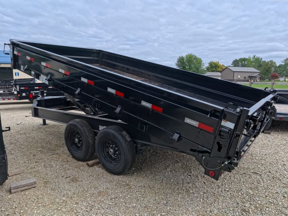 New 2027 Iron Bull 96 x 16 DDP Dump Trailer with 2)7,000 lb. Straight Axles. Elec. Brakes, 10" I-Beam Frame, Slide -In Ramp, Scissor Hoist TH-520