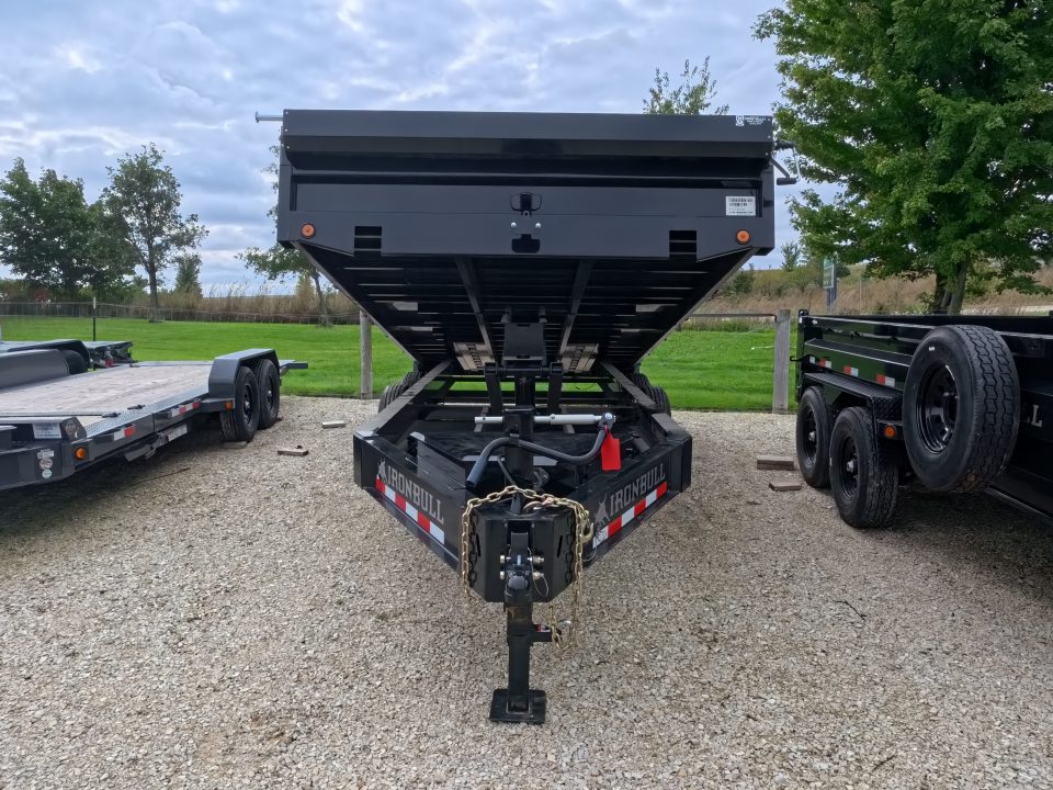 New 2027 Iron Bull 96 x 16 DDP Dump Trailer with 2)7,000 lb. Straight Axles. Elec. Brakes, 10" I-Beam Frame, Slide -In Ramp, Scissor Hoist TH-520