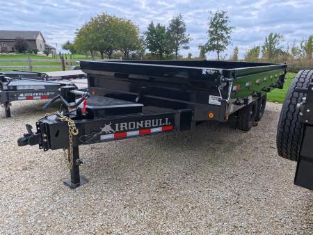 New 2027 Iron Bull 96 x 16 DDP Dump Trailer with 2)7,000 lb. Straight Axles. Elec. Brakes, 10" I-Beam Frame, Slide -In Ramp, Scissor Hoist TH-520