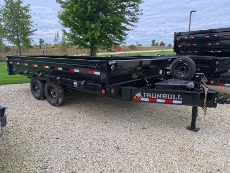 New 2027 Iron Bull 96 x 16 DDP Dump Trailer with 2)7,000 lb. Straight Axles. Elec. Brakes, 10  I-Beam Frame, Slide -In Ramp, Scissor Hoist TH-520