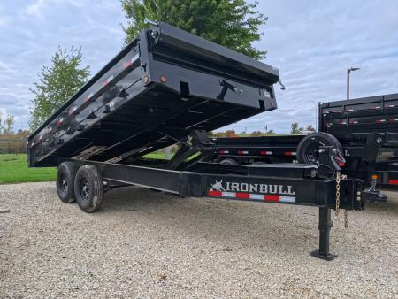 New 2027 Iron Bull 96 x 16 DDP Dump Trailer with 2)7,000 lb. Straight Axles. Elec. Brakes, 10" I-Beam Frame, Slide -In Ramp, Scissor Hoist TH-520