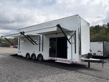 New 2027 Haulmark EDGE 30' Stacker Race Trailer, Finished Race Interior, 21K GVWR, Awnings, Lift