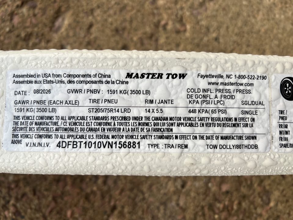 New 2027 Master Tow 80THDDB Car Tow Dolly Utility Trailer