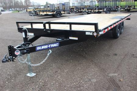 New 2027 Sure-Trac 8.5' x 20' Low Profile Deckover Flatbed Trailer With Steel Ramps - 9900# GVW
