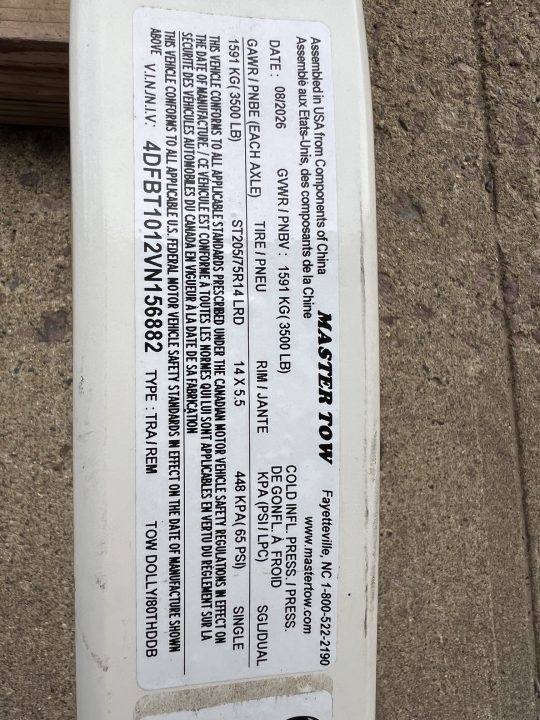 New 2027 Master Tow 80THDDB Car Tow Dolly Utility Trailer